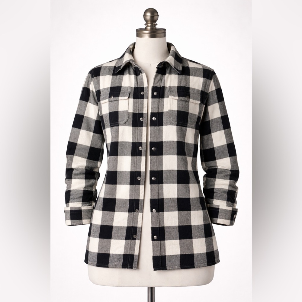 Duluth Trading Black and White Plaid Jacket Shacket Size M